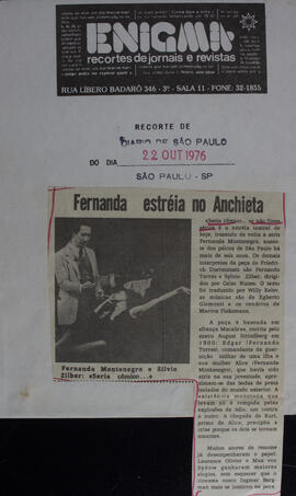 Fernanda Estréia no Anchieta. Diário de São Paulo