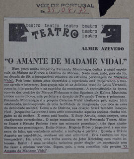 "O Amante de Madame Vidal". Voz de Portugal
