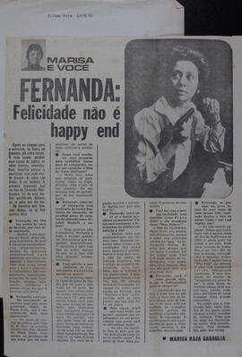 Fernanda: Felicidade Não é Happy End. Jornal Última Hora