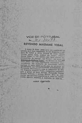 Revendo Madame Vidal. Voz de Portugal