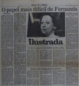 O Papel Mais Difícil de Fernanda. Folha de São Paulo
