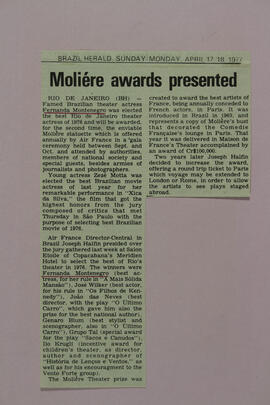 Molière Awards Presented. Brazil Herald