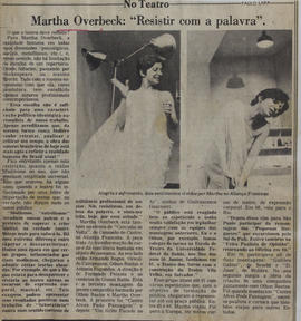 Recorte do Jornal Folha da Tarde_Martha Overbeck: "Resistir Com a Palavra"