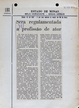 Recorte do Jornal Estado de Minas_Profissão Ator