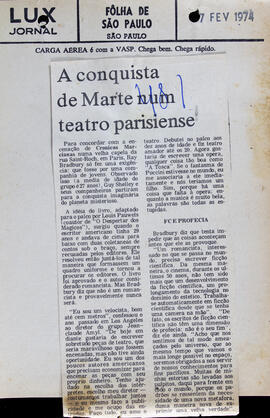 Recorte do Jornal Folha de São Paulo_A Conquista de Marte