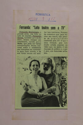 Fernanda: "Loto Teatro Sem a TV". Revista Romântica