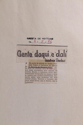 Gente Daqui e Dalí. Gazeta de Notícias