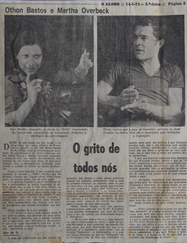 Recorte do Jornal O Globo_Othon Bastos e Martha Overbeck... O Grito de Todos Nós