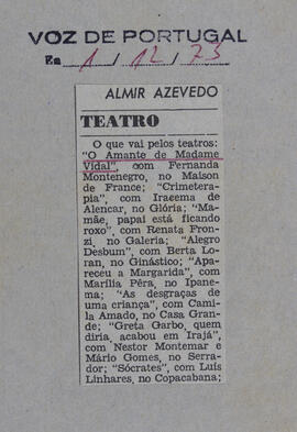 Teatro. Voz de  Portugal
