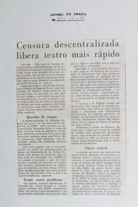 Censura Descentralizada Libera Teatro Mais Rápido. Jornal do Brasil