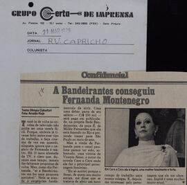 A Bandeirantes Conseguiu Fernanda Montenegro. Revista Capricho