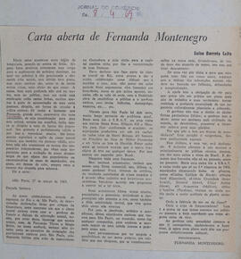 Carta Aberta de Fernanda Montenegro. Jornal do Comércio