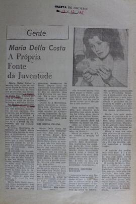 Maria Della Costa: a Própria Fonte da Juventude. Gazeta de Notícias