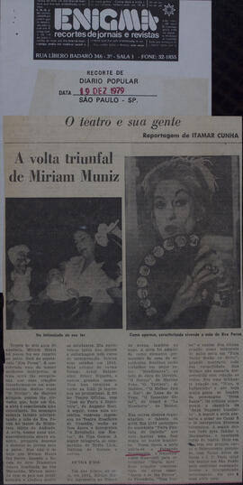A Volta Triunfal de Miriam Muniz. Diário Popular