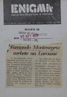 Fernanda Montenegro: Verbete na Larousse. Diário de Pernambuco