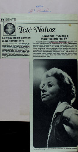 Fernanda: "Quero o Maior Salário da TV". Revista Amiga