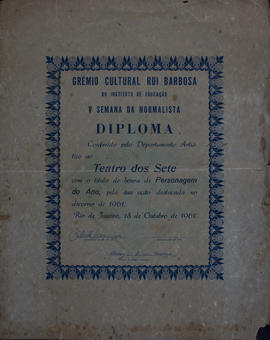Diploma do Grêmio Cultural Rui Barbosa