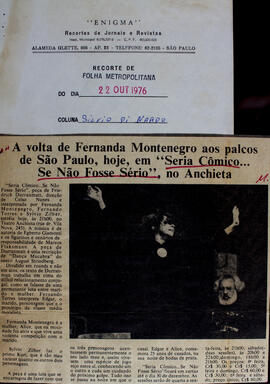 A Volta de Fernanda Montenegro aos Palcos de São Paulo... Folha Metropolitana