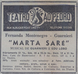 "Marta Saré". O Estado de São Paulo