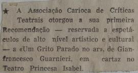 Recorte do Jornal Diário de Notícias_A Associação Carioca de Críticas Teatrais Ortogou a Sua Primeira Recomendação [...]