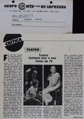 Teatro Também Tem o Seu Listão de 78. Revista Amiga