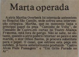 Recorte do Jornal Folha de São Paulo_Marta Operada