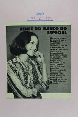 Renée no Elenco do Especial. Revista Amiga