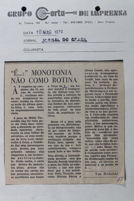 "É...": Monotonia Não como Rotina. Jornal do Brasil