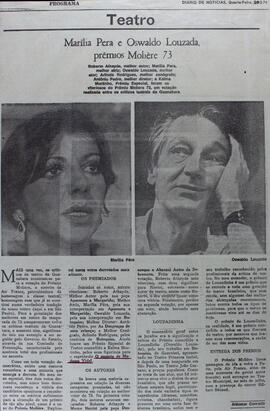 Marília Pera e Oswaldo Louzada, Prêmios Molière 73. Diário de Notícias