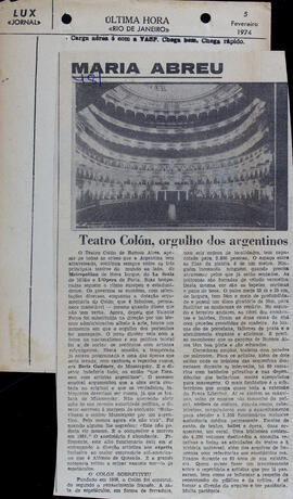 Recorte do Jornal Última Hora_Teatro Colón