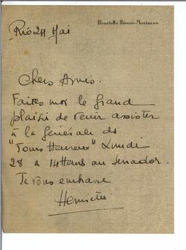 Carta de Henriette Morineau para Brício de Abreu