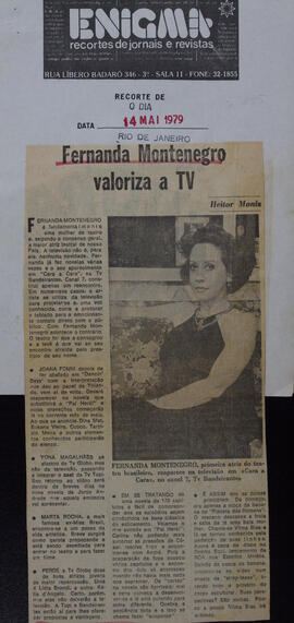 Fernanda Montenegro Valoriza a TV. O Dia