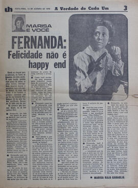 Fernanda: Felicidade Não é Happy End. Última Hora