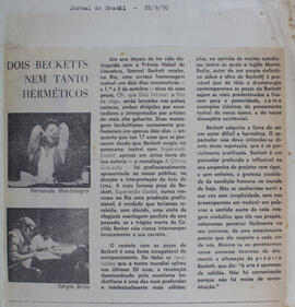 Dois Becketts Nem Tanto Herméticos. Jornal do Brasil