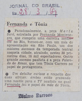 Fernanda e Tônia. Jornal do Brasil