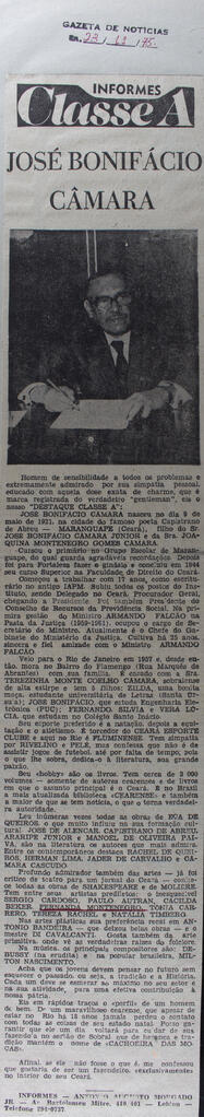 José Bonifácio Câmara. Gazeta de Notícias