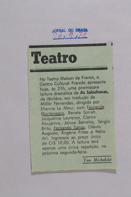 Teatro. Jornal do Brasil