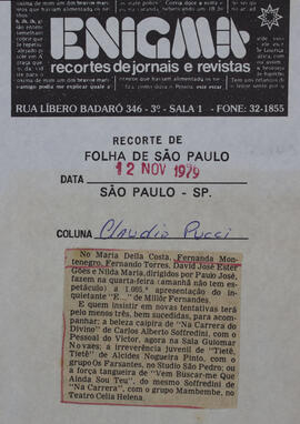 [No Maria Della Costa...]. Folha de São Paulo