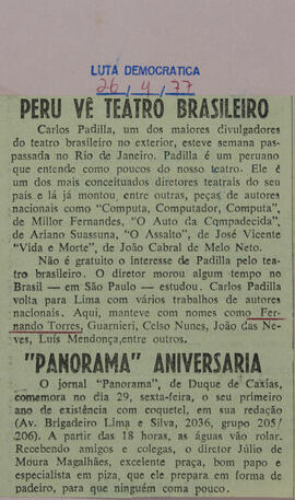 Peru Vê Teatro Brasileiro. Luta Democrática