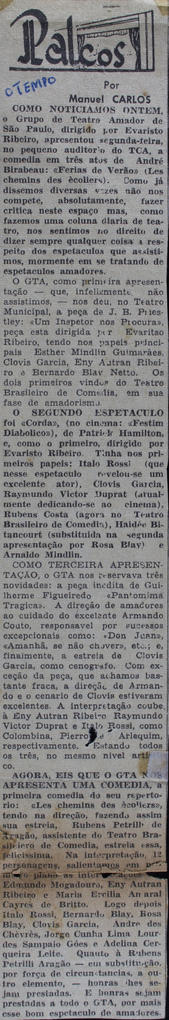 Recorte do Jornal O Tempo_Grupo de Teatro Amador de São Paulo